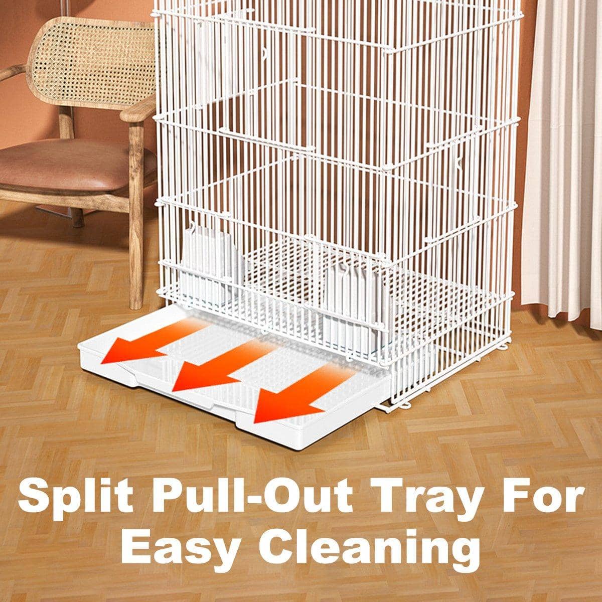 Large Parrot Birdcage with Standing Poles and Pull Out Tray, White Metal Flight Cage - view 5
