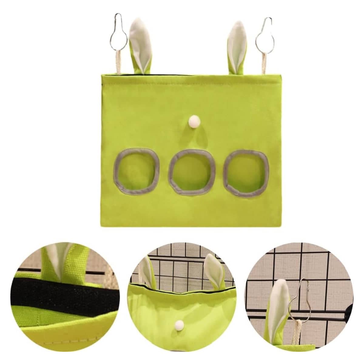 Large Pet Hay Feeding Bag Hanging Canvas Hay Feeder Dustproof - Large (35 x 30 cm) - view 5