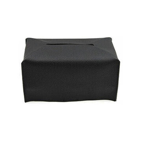 Large PU Leather Tissue Box Cover - Black