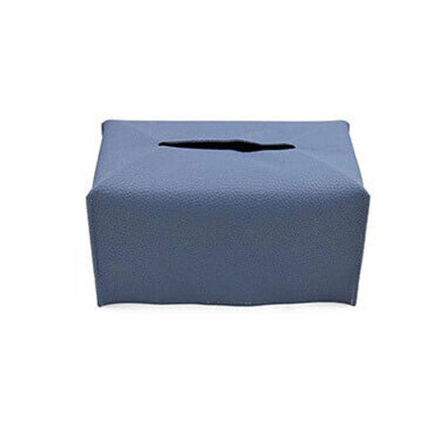 Large PU Leather Tissue Box Cover - Blue
