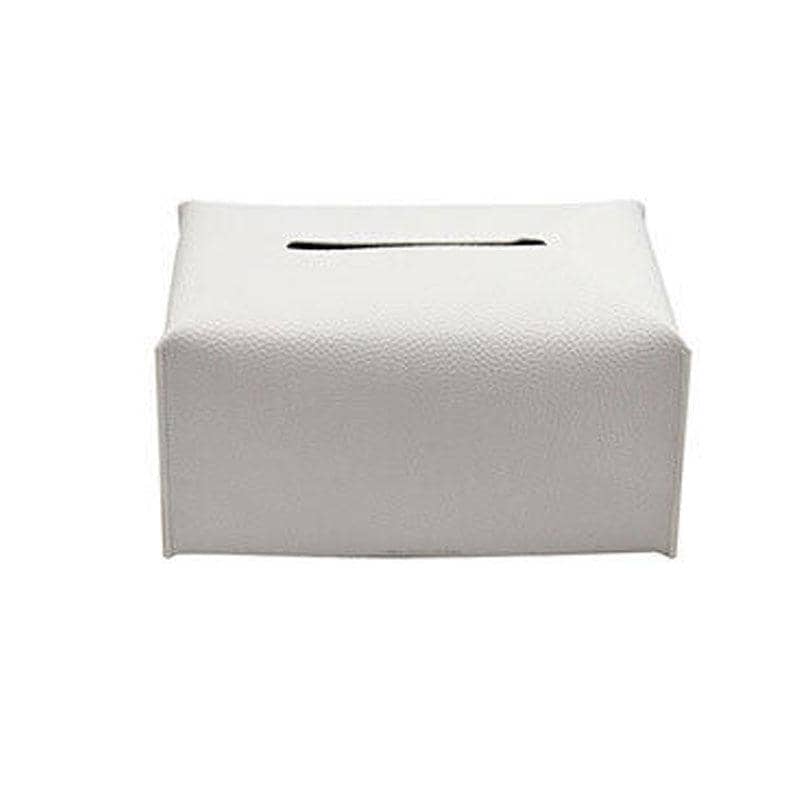 Large PU Leather Tissue Box Cover - White