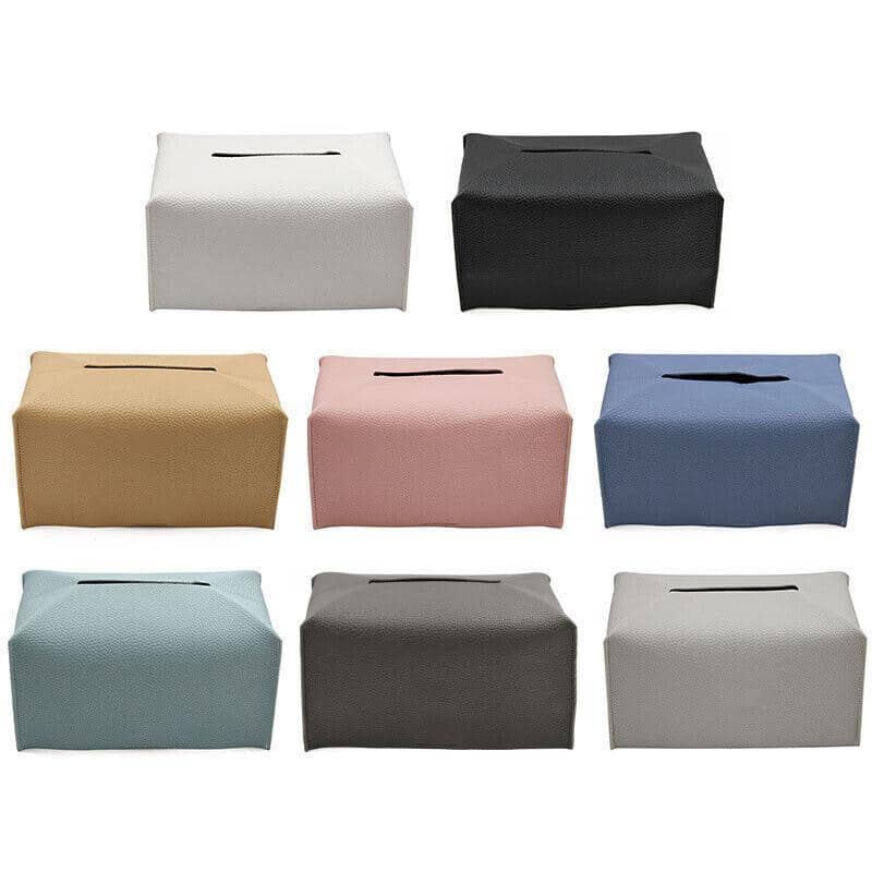 Large PU Leather Tissue Box Cover - White - view 3