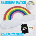 Large Rainbow Sequin Embroidered Patches for DIY Clothing - Pack of 10
