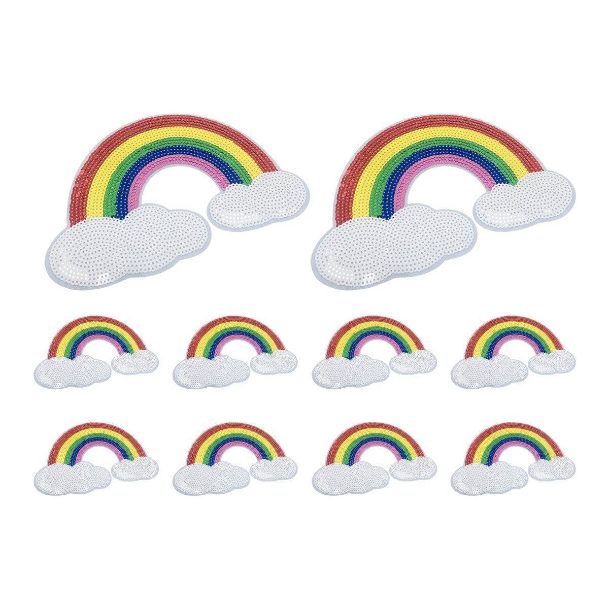 Large Rainbow Sequin Embroidered Patches for DIY Clothing - Pack of 10 - view 2