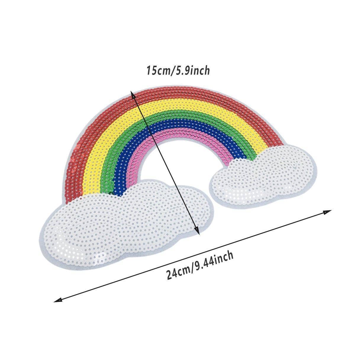 Large Rainbow Sequin Embroidered Patches for DIY Clothing - Pack of 10 - view 3