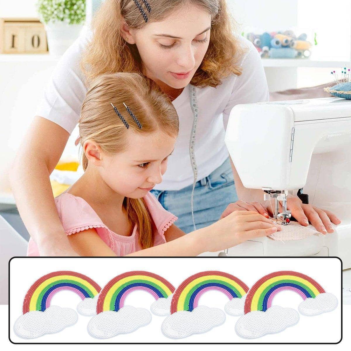 Large Rainbow Sequin Embroidered Patches for DIY Clothing - Pack of 10 - view 4