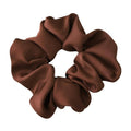 Large Satin Scrunchie Hair Tie Elastic Ponytail Accessory - Dark Brown