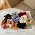 Large Satin Scrunchie Hair Tie Elastic Ponytail Accessory - Dark Brown - view 5