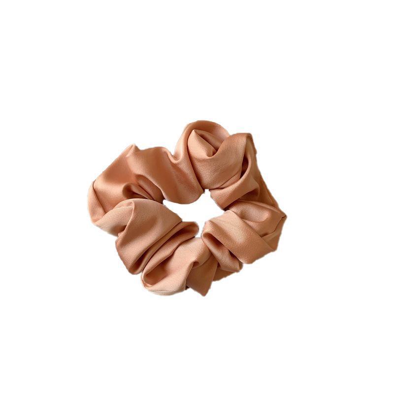 Large Satin Scrunchie Hair Tie Elastic Ponytail Accessory - Flesh Orange