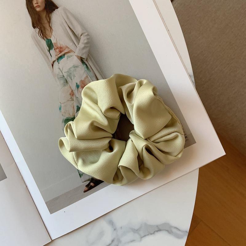 Large Satin Scrunchie Hair Tie Elastic Ponytail Accessory - Light Green - view 12