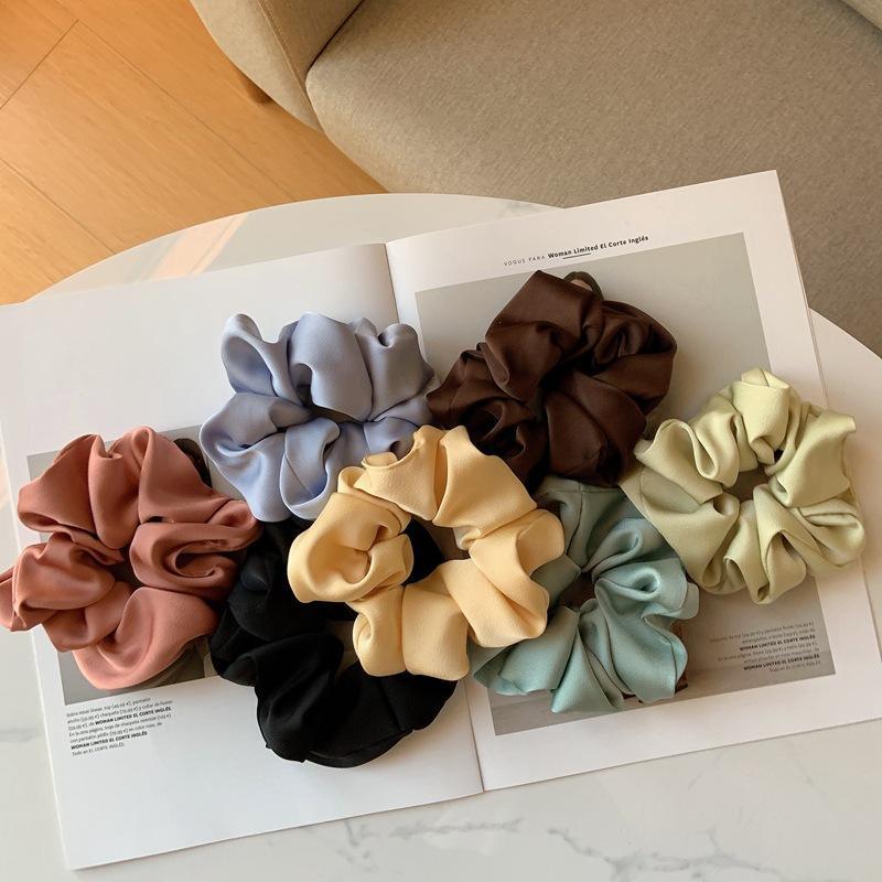Large Satin Scrunchie Hair Tie Elastic Ponytail Accessory - Light Green - view 7
