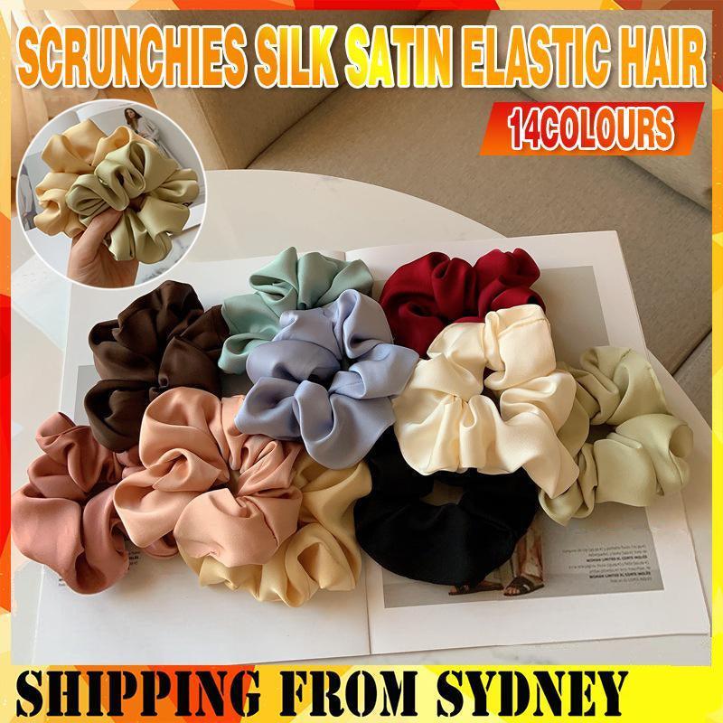 Large Satin Scrunchie Hair Tie Elastic Ponytail Accessory - Mint - view 13
