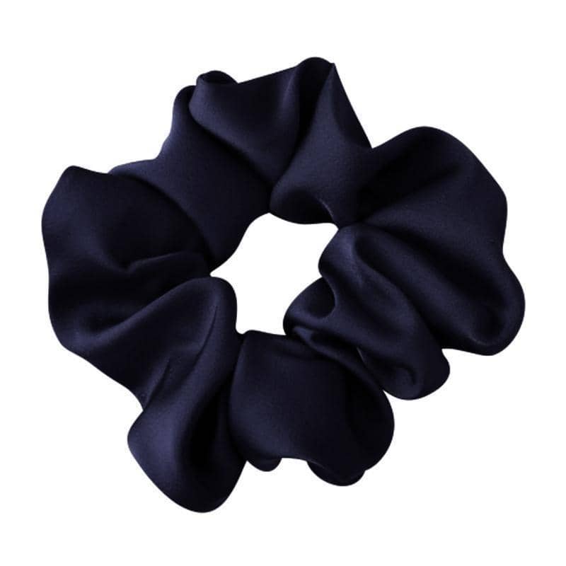 Large Satin Scrunchie Hair Tie Elastic Ponytail Accessory - Navy Blue
