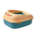 Large Semi-Enclosed Cat Litter Box, Anti-Splash - Blue