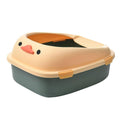 Large Semi-Enclosed Cat Litter Box, Anti-Splash - Green