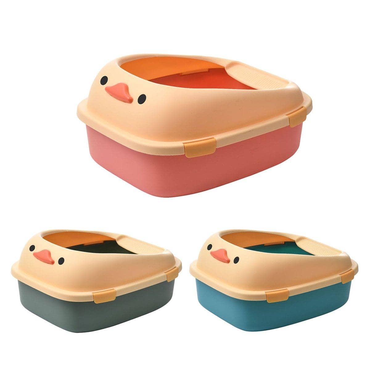 Large Semi-Enclosed Cat Litter Box, Anti-Splash - Pink - view 3