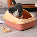 Large Semi-Enclosed Cat Litter Box, Anti-Splash - Pink - view 5