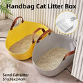 Large Semi-Enclosed Cat Litter Tray with Scoop and Handles - Yellow - view 2