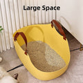 Large Semi-Enclosed Cat Litter Tray with Scoop and Handles - Yellow - view 5