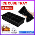 Large Silicone Ice Cube Tray, 8 Giant Square Grids - Black