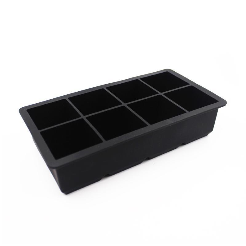 Large Silicone Ice Cube Tray, 8 Giant Square Grids - Black - view 2