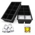 Large Silicone Ice Cube Tray, 8 Giant Square Grids - Black - view 3
