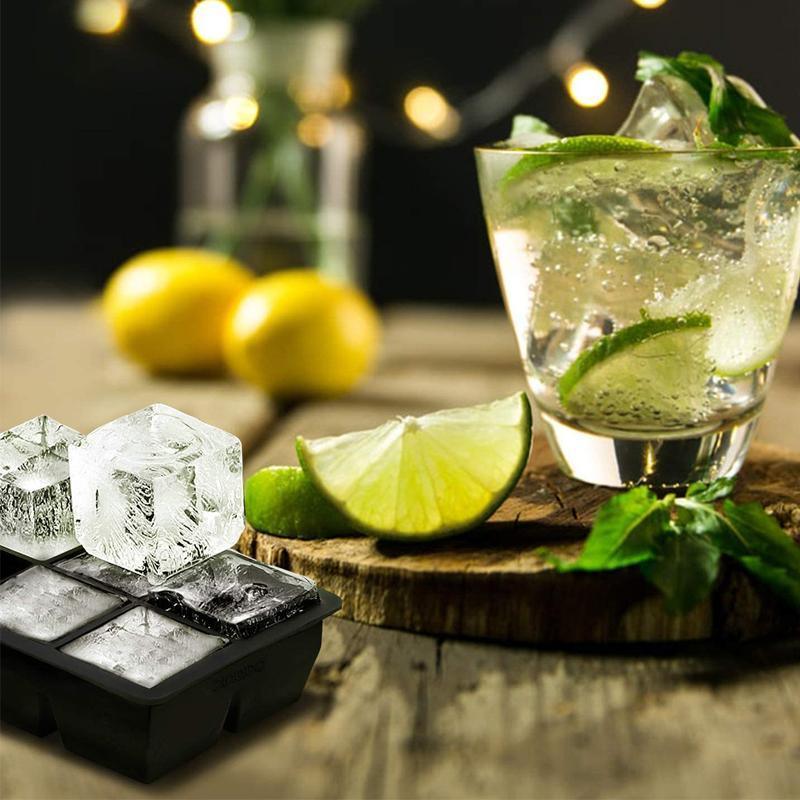 Large Silicone Ice Cube Tray, 8 Giant Square Grids - Black - view 5