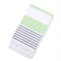 Large Striped Cotton Beach Towel, 100 x 180 cm - Light Green