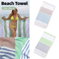 Large Striped Cotton Beach Towel, 100 x 180 cm - Light Green - view 2