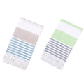 Large Striped Cotton Beach Towel, 100 x 180 cm - Light Green - view 3