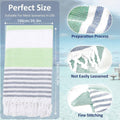 Large Striped Cotton Beach Towel, 100 x 180 cm - Light Green - view 4