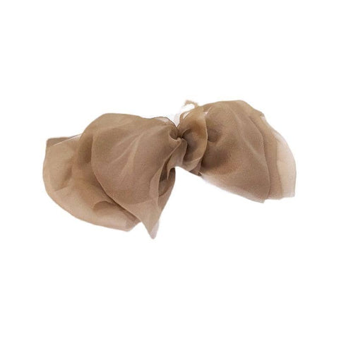 Large Tulle Bow Hair Clip with Alloy Fitting - Khaki