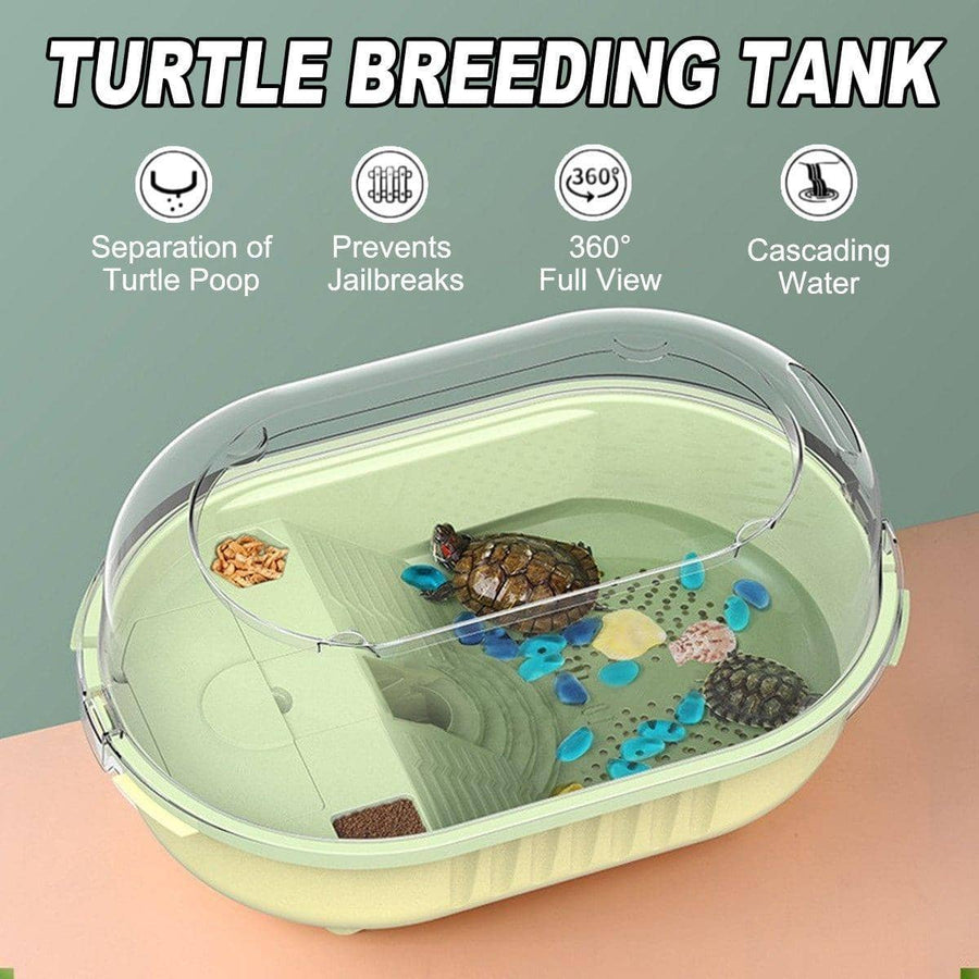 Large Turtle Jar Tank with Cascading Water, Plastic Reptile Habitat