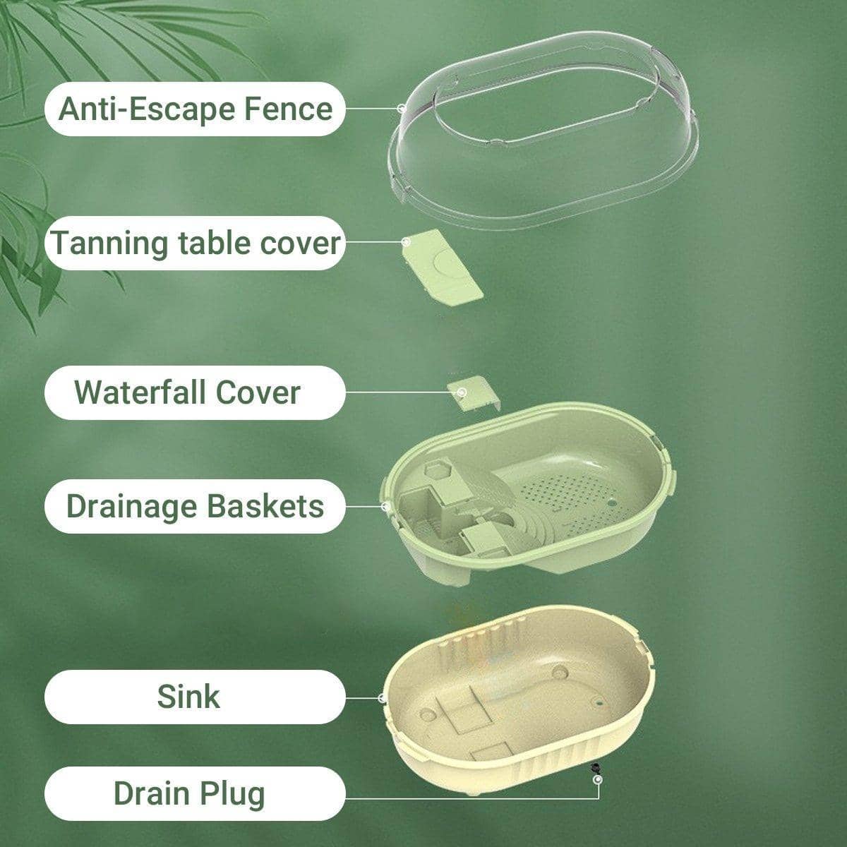 Large Turtle Jar Tank with Cascading Water, Plastic Reptile Habitat - view 4