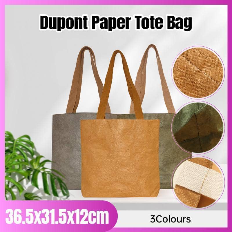 Large Waterproof Paper Tote Bag, Lightweight and Durable - Grey - view 2