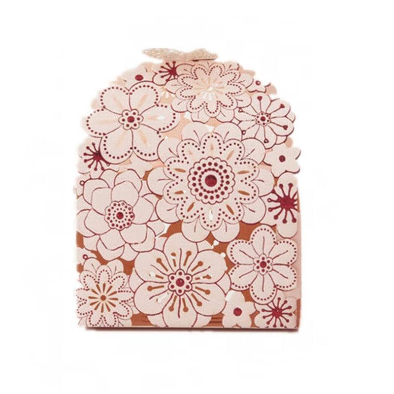 Laser Cut Floral Wedding Favour Boxes - Light Pink, Pack of 12
