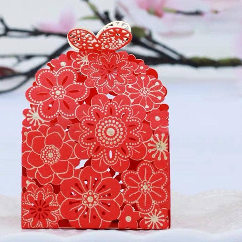Laser Cut Floral Wedding Favour Boxes - Purple, Pack of 12 - view 5