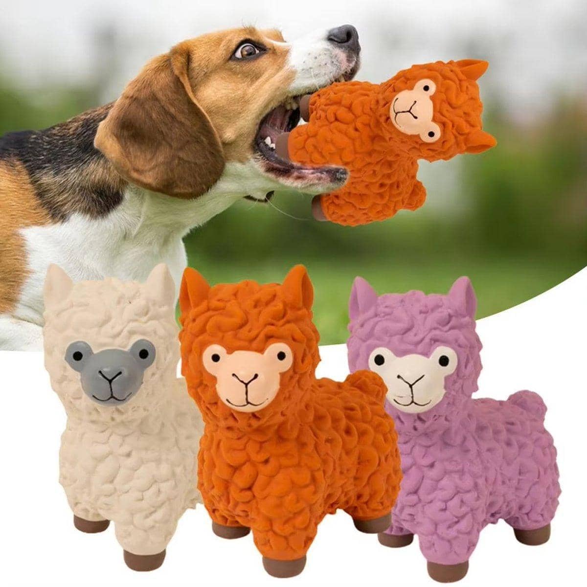 Latex Alpaca Squeaky Dog Teething Chew Toy - White - view 5