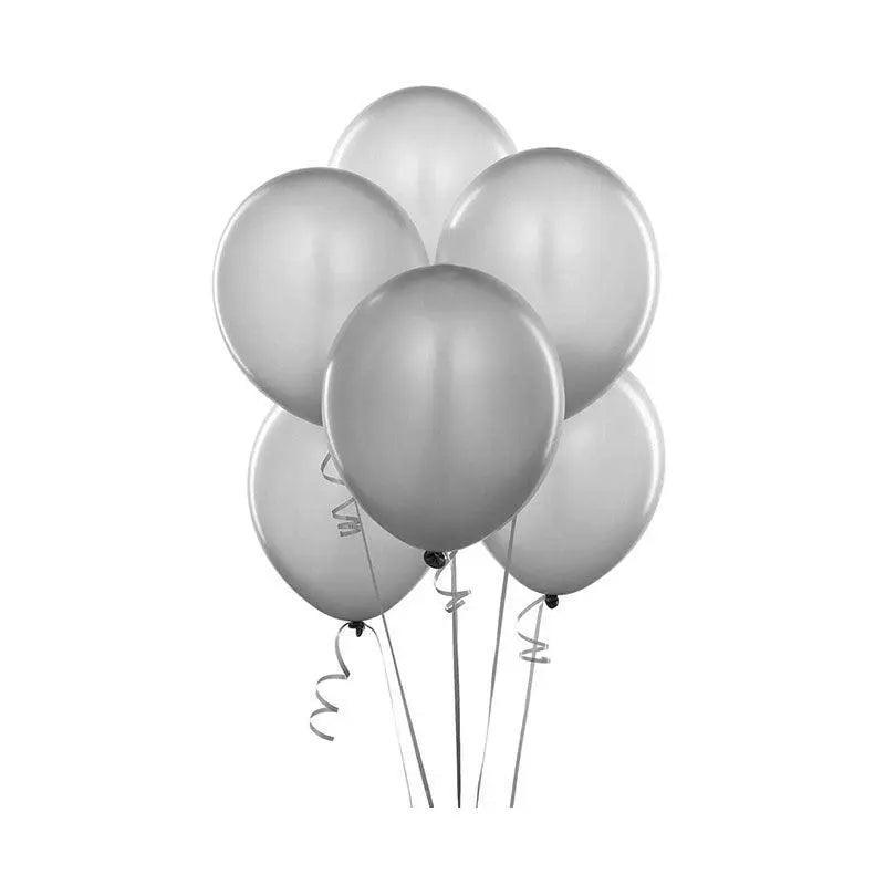 Latex Party Balloons 10 Inch (25 cm) - Silver, Pack of 10