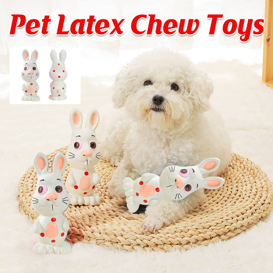 Latex Rabbit Squeaky Chew Toy for Dogs, Durable Interactive Puppy Training Toy