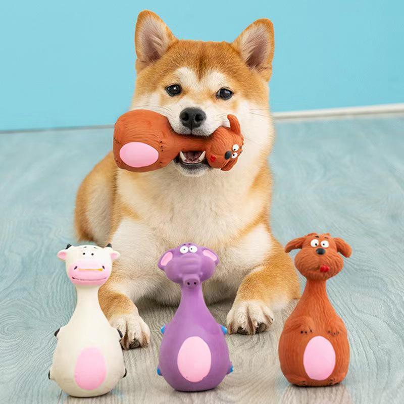 Latex Squeaky Dog Toy Puppy Chew Toy Soft and Interactive - Brown - view 8