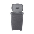 Laundry Basket Plastic Rattan Style - Grey, 33 x 45 x 61cm - view 2