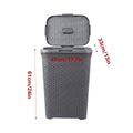 Laundry Basket Plastic Rattan Style - Grey, 33 x 45 x 61cm - view 3