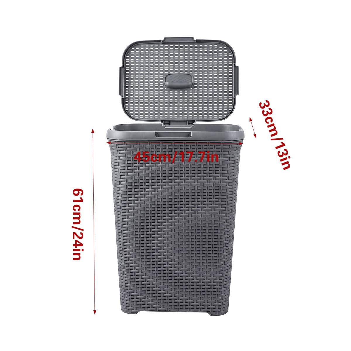 Laundry Basket Plastic Rattan Style - Grey, 33 x 45 x 61cm - view 3
