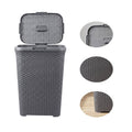 Laundry Basket Plastic Rattan Style - Grey, 33 x 45 x 61cm - view 5