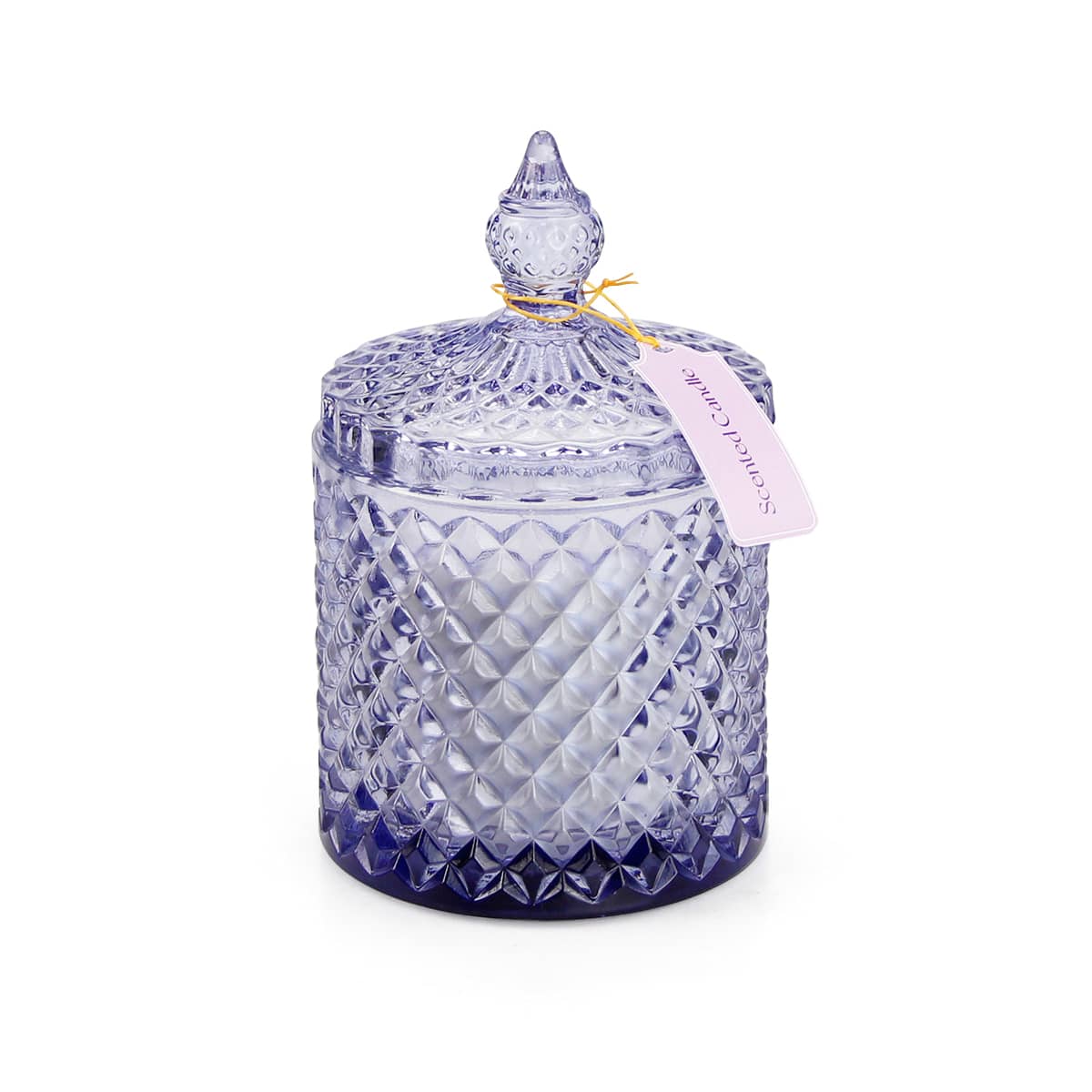 Lavender Scented Soy Wax Candle in Carved Glass Jar, 200 g - view 2