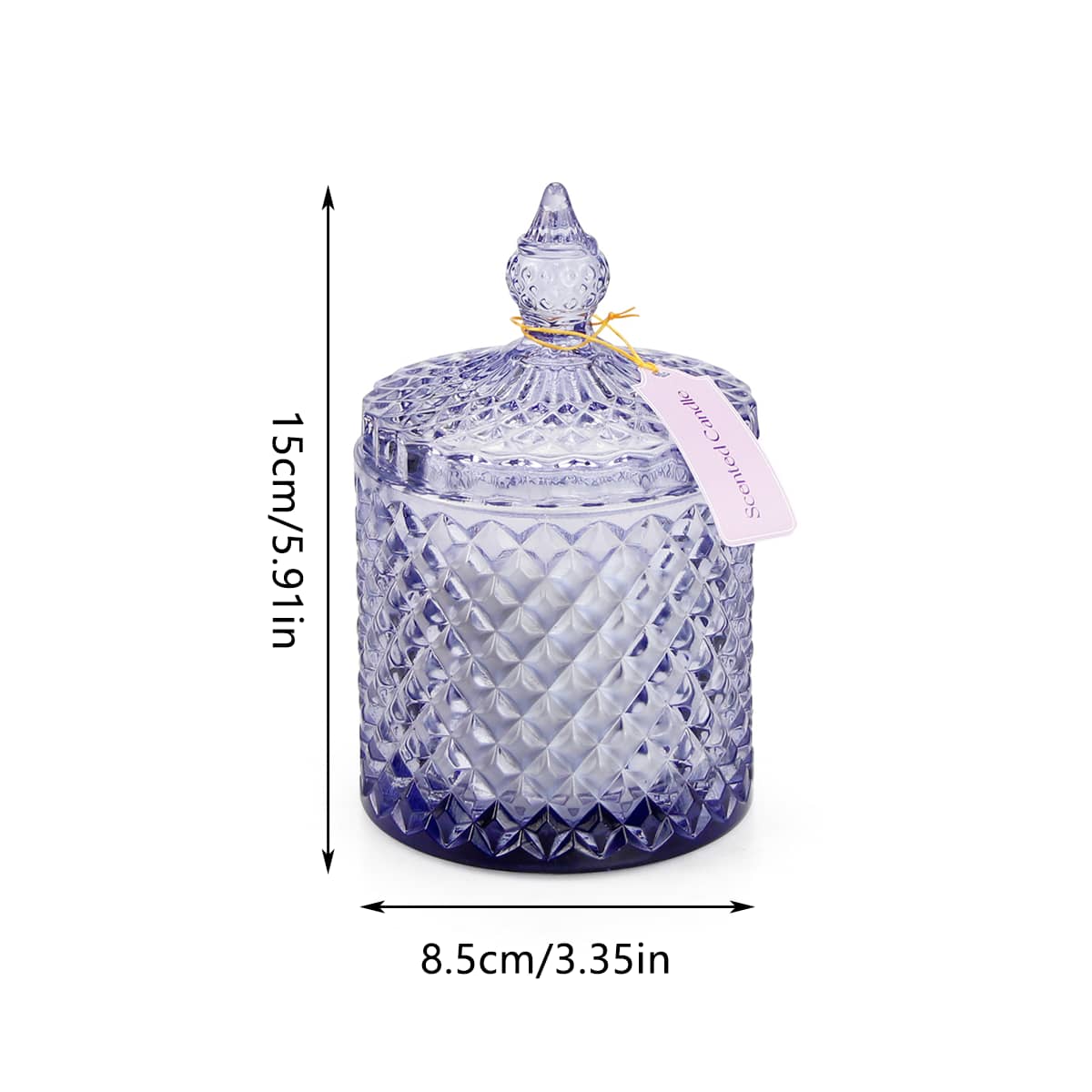 Lavender Scented Soy Wax Candle in Carved Glass Jar, 200 g - view 3
