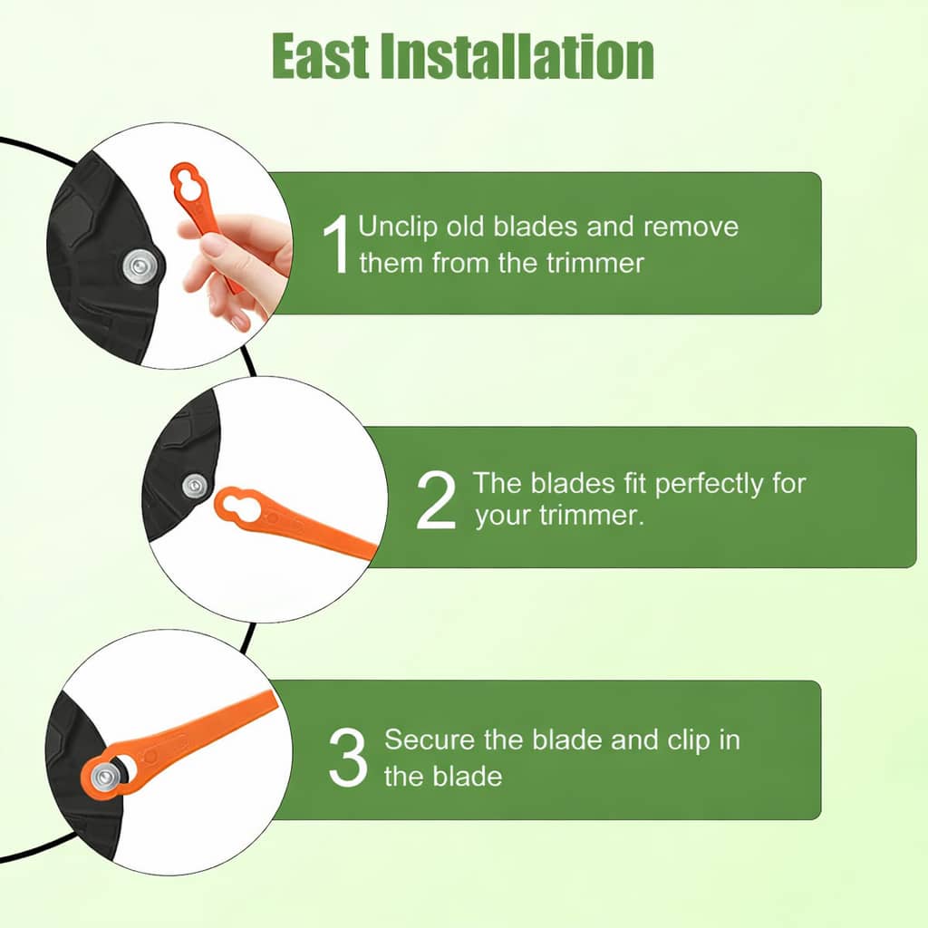 Lawn Mower Plastic Blades, 50 Pack - Orange Replacement Blades for Grass Cutting - view 4