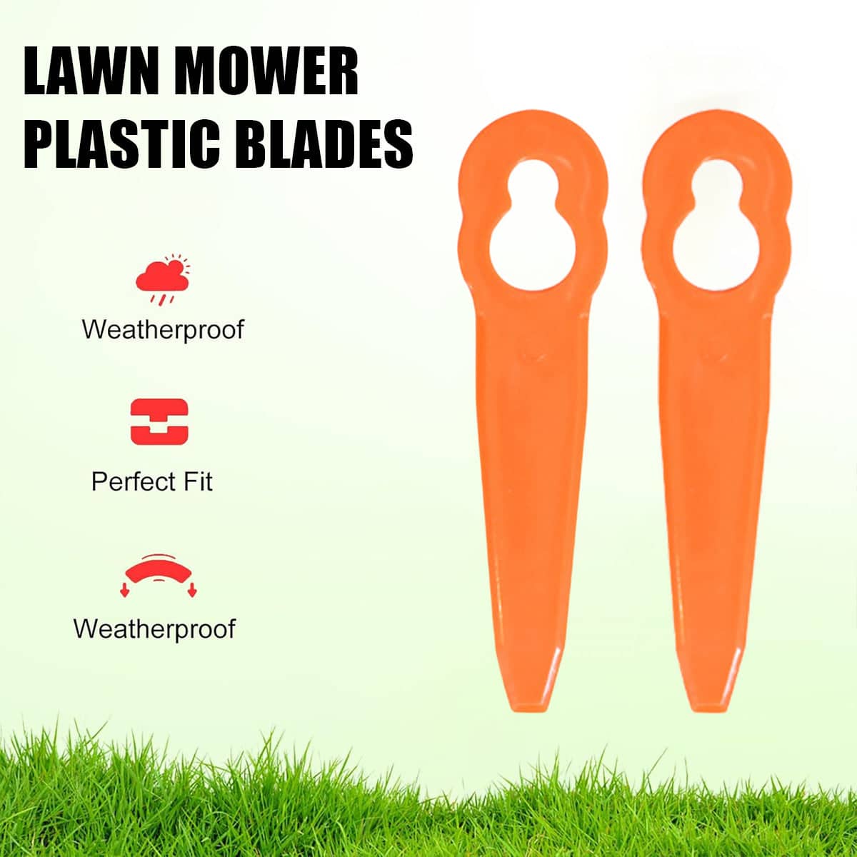 Lawn Mower Plastic Blades, 50 Pack - Orange Replacement Blades for Grass Cutting - view 5