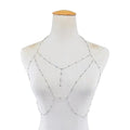 Layered Bikini Body Chain Chest Harness Jewellery - Silver